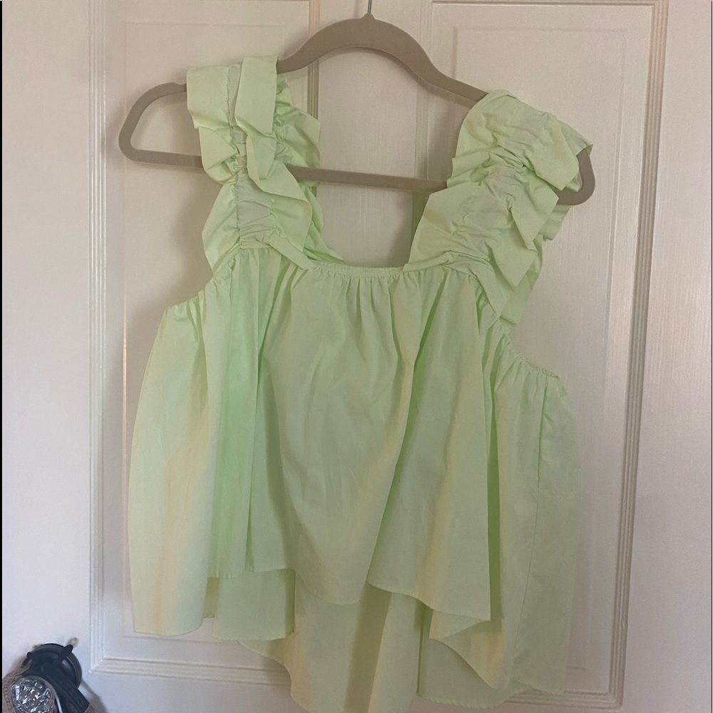 Zara Ruffled Poplin Top
